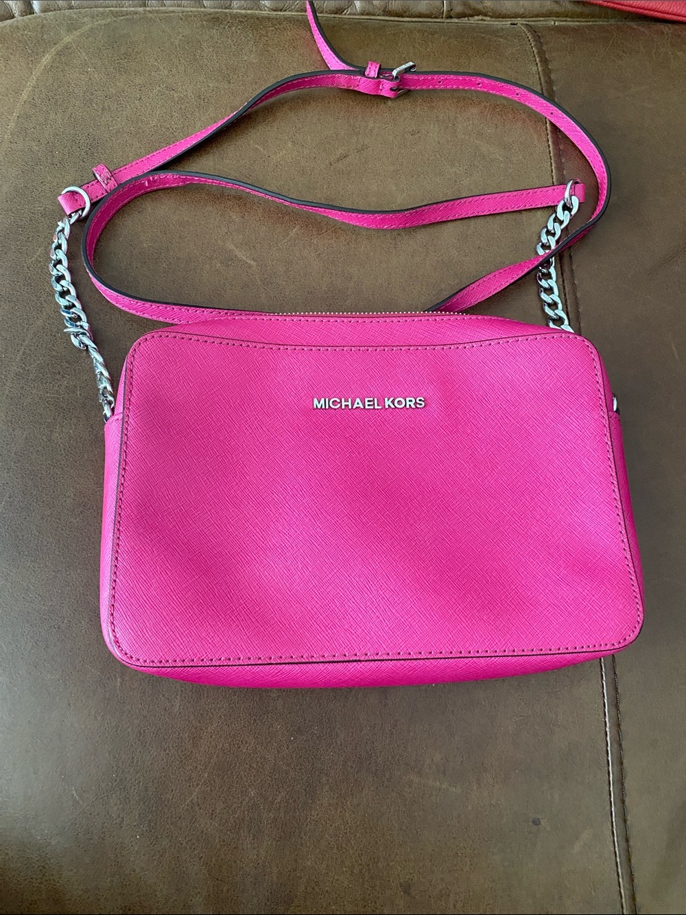 Michael Kors Hot Pink Saffiano Crossbody Bag